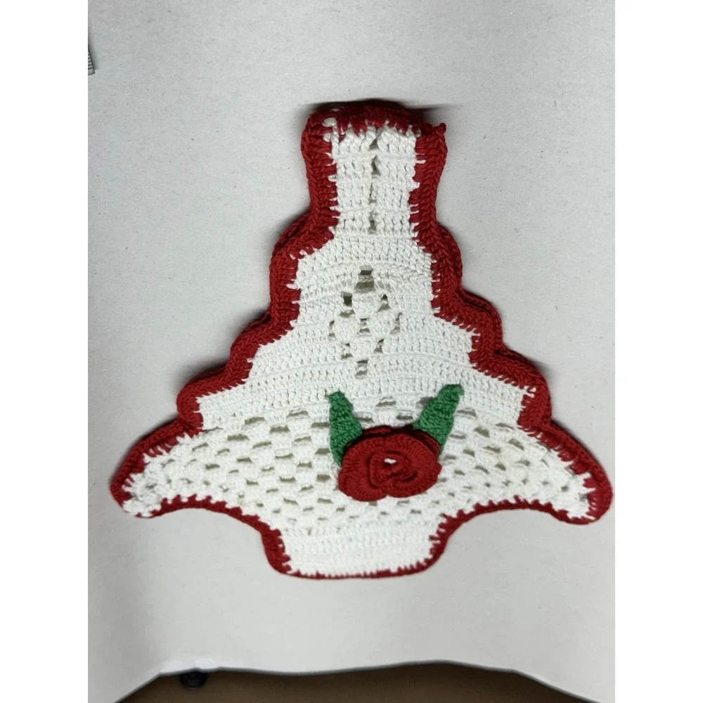 Handmade 40s 50s crocheted basket With Flower Pot Holder Doily Wall Art‎ 9